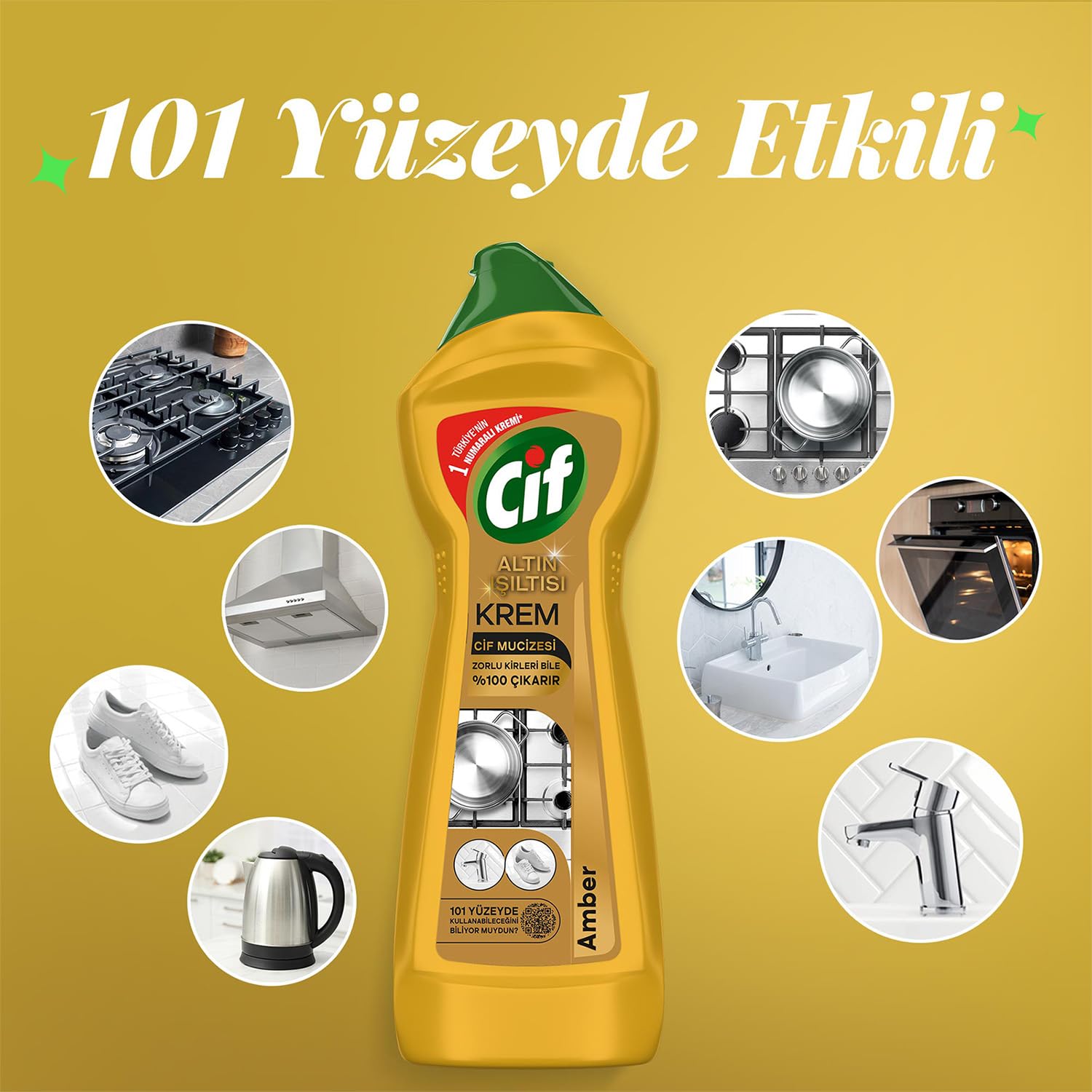 Cif Krem Yüzey Temizleyici Altın Işıltısı Amber Kokulu 750 ml