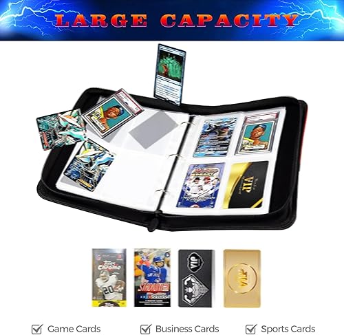 Miniatura 5 de Carpeta de Tarjetas de Fútbol Americano para 400 Tarjetas, Carpeta de Colecciones de Tarjetas de 4 Bolsillos, 50 Páginas, Portador de Tarjetas de