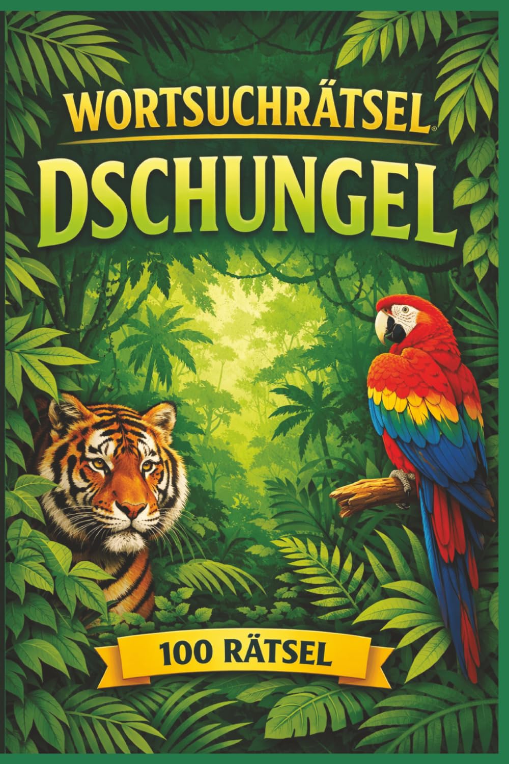 Wortsuchrätsel Dschungel: 100 spannende Wortsuchrätsel mit exotischen Tieren und Pflanzen des Dschungels - Großdruck für Erwachsene und Kinder