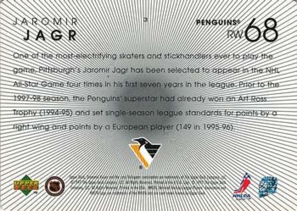 1997-98 Upper Deck Diamond Vision #3 Jaromir Jagr Pittsburgh Penguins Official NHL Hockey Card in Raw (NM or Better) Condition