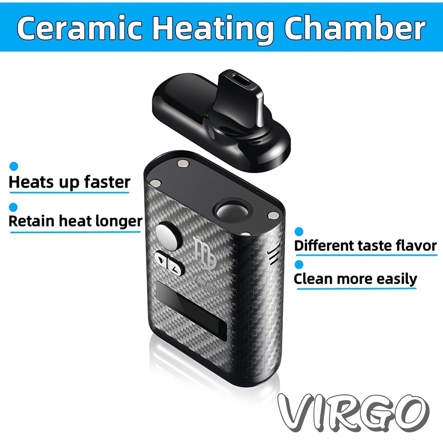 Vaporizzatore per erbe secche Virgo, camera di riscaldamento in ceramica, display OLED e controllo della temperatura (Verde)