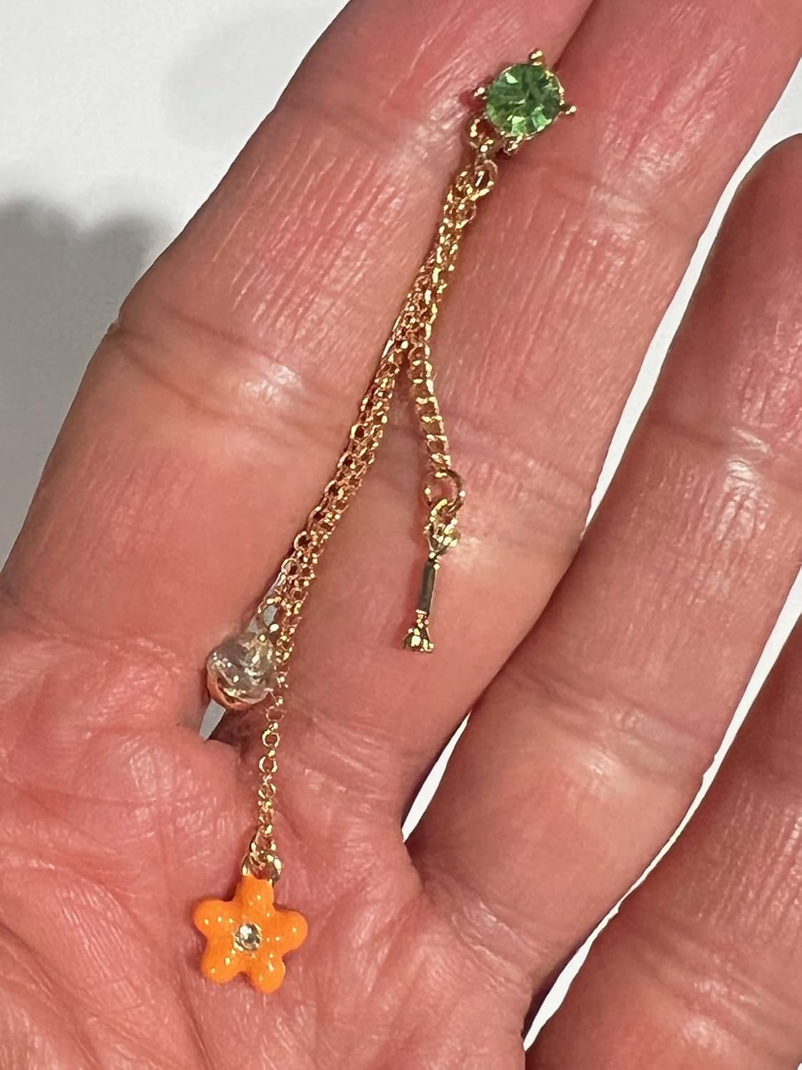 Betsey Johnson Fairy Bunny Daffodil Mismatch Drop Earrings Crystal Accents Great Easter Gift Idea Mother's Day Valentine's Day Birthday Present New Year XMAS GIFTS Unique Accessories Jewelries