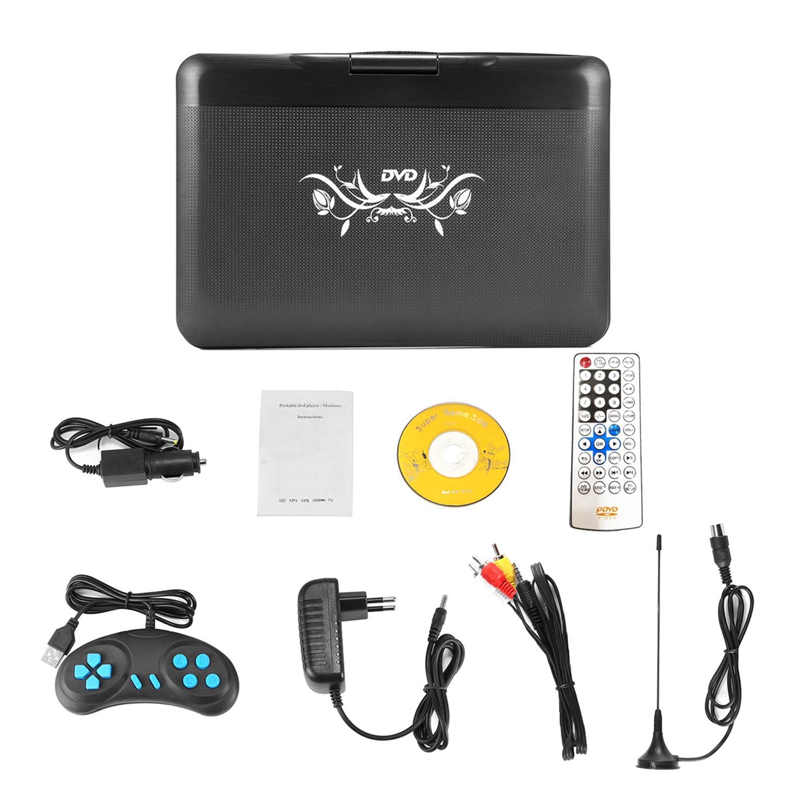 Lettore Dvd Portatile Auto con Schermo orientabile da 13,9 Pollici, Supporto TV/USB, Batteria Ricaricabile da 800 mAh