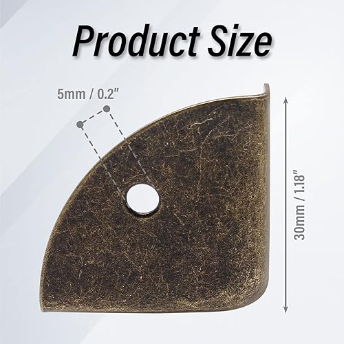 Miniatura 5 de BokWin 20 protectores de esquina de caja de metal, cubiertas decorativas de bronce de 1.181 in, protector de esquina de borde pequeño para caja de