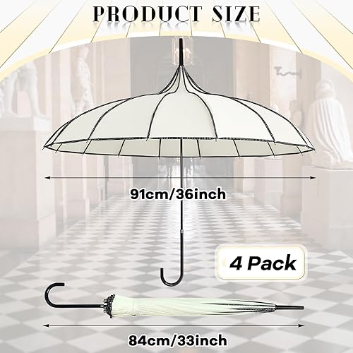 Miniatura 2 de Abbylike Parasoles góticos grandes para protección solar, 4 unidades, sombrilla gótica con mango largo para protección contra rayos UV para mujer