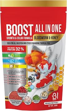 BOOST ALL IN ONE Tropical Fish Bait, Floatable, 3.5 oz 100 g, 32% Protein, Small, Main Food, Small Granular Type, Bait, Flake, Spiririna, High Protein, Natural Ingredients, Premium Goopy, Neon Fish, Goldfish, Carp
