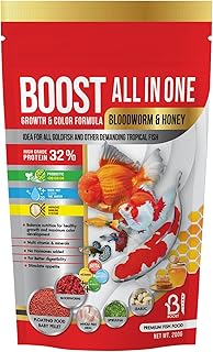 【BOOST ALL IN ONE】熱帯魚 餌 浮上性 100g プロテイン32% 小型 主食 小さな顆粒タイプ エサ フレーク スピリルナ 高タンパク 天然成分 プレミアム グッピー ネオンフィッシュ 金魚 鯉