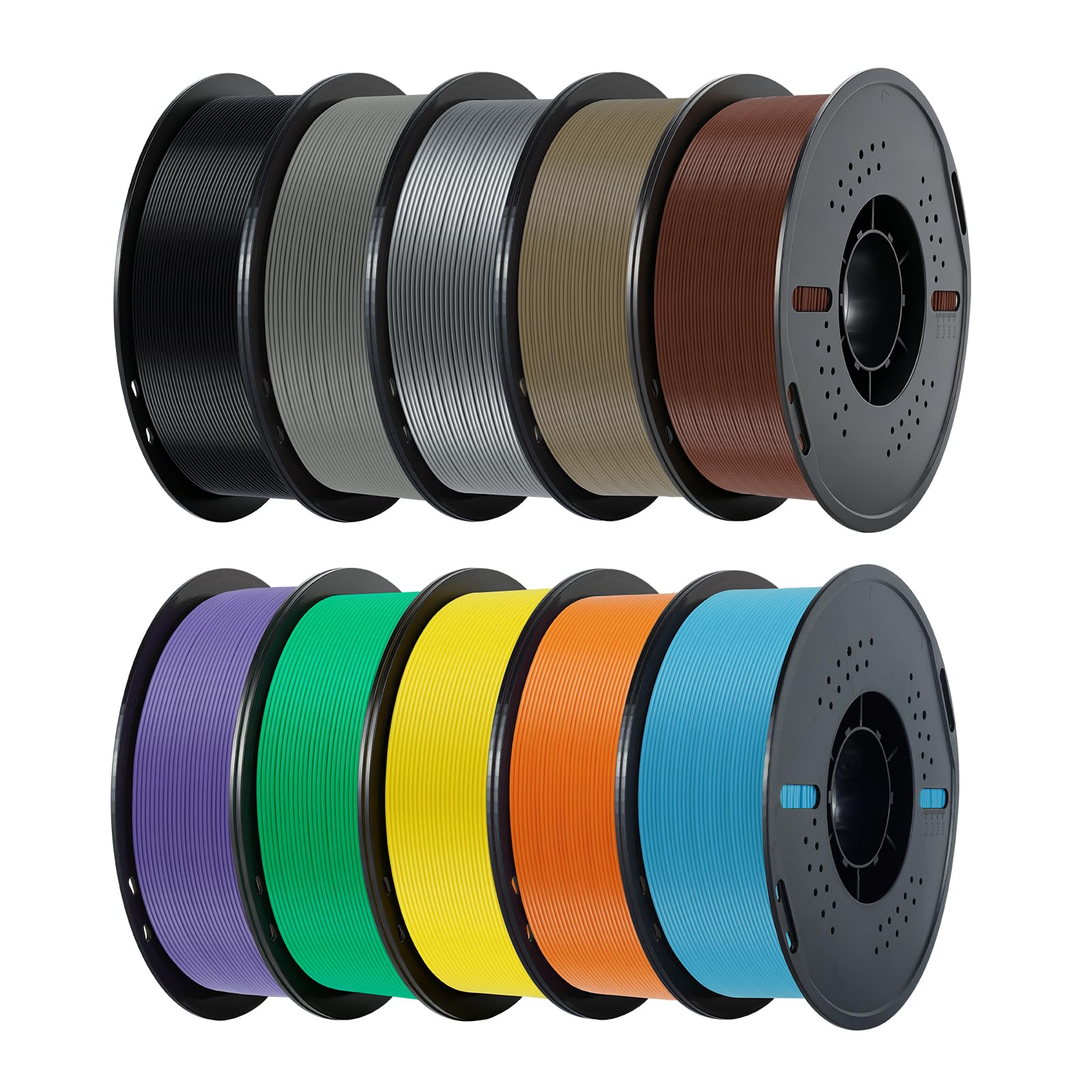 Kingroon Filamento PLA de 1,75 mm, filamento PLA para impresora 3D, precisión dimensional +/- 0,03 mm, bobina de 10 kg (22 libras), negro, marrón, gris, amarillo, verde, lila, plata, azul cielo
