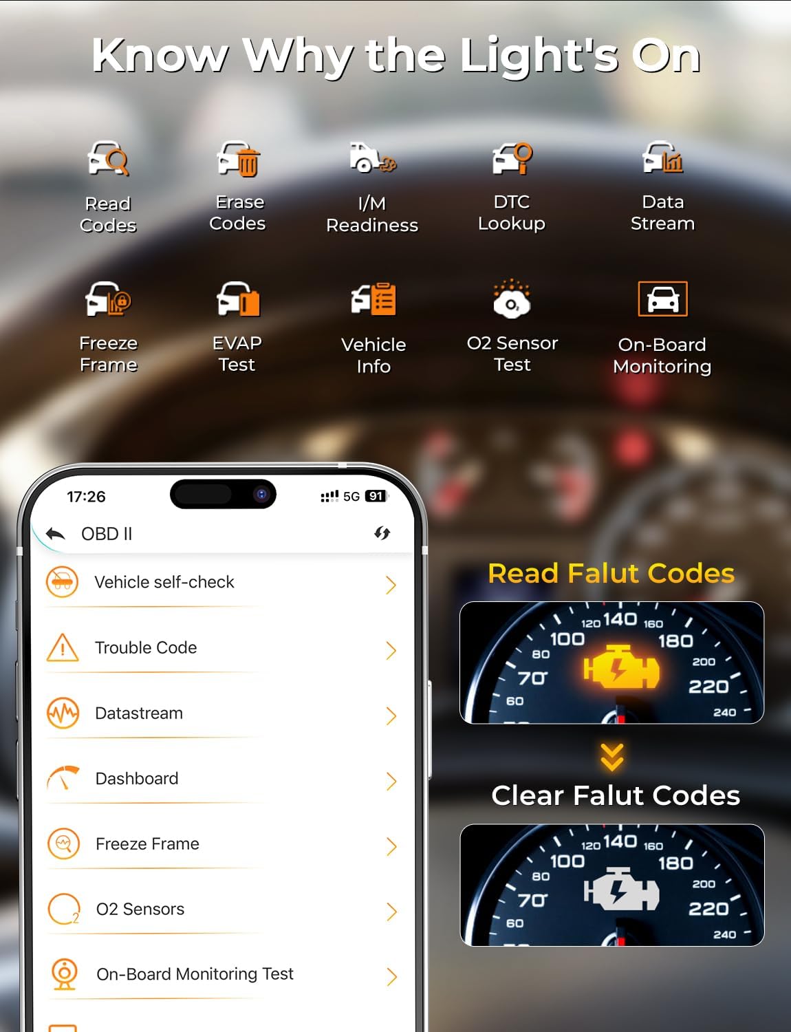AUTOPHIX 3210 OBD2 Scanner Bluetooth, Wireless Code Reader for Car - Check Engine Light & Battery - Easy DIY Car Diagnostic Scanner Tool for 1996+ Vehicles, No Subscription Fee for iPhone & Android