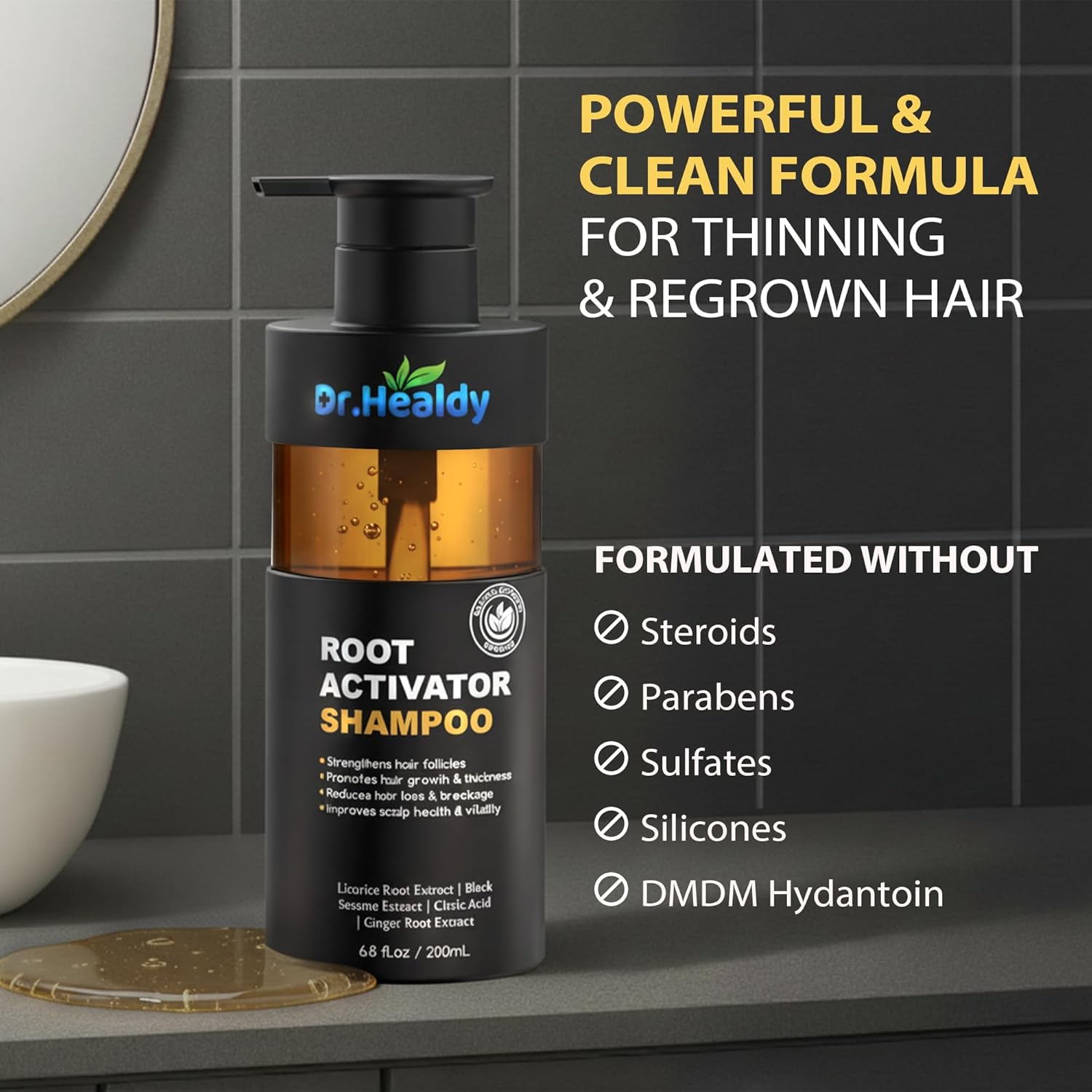 Root Activator Shampoo for Men-Hair Growth Shampoo for Hair Loss and Thinning Hair,Sulfate Free-13.6 fl oz / 400 mL - Image 4