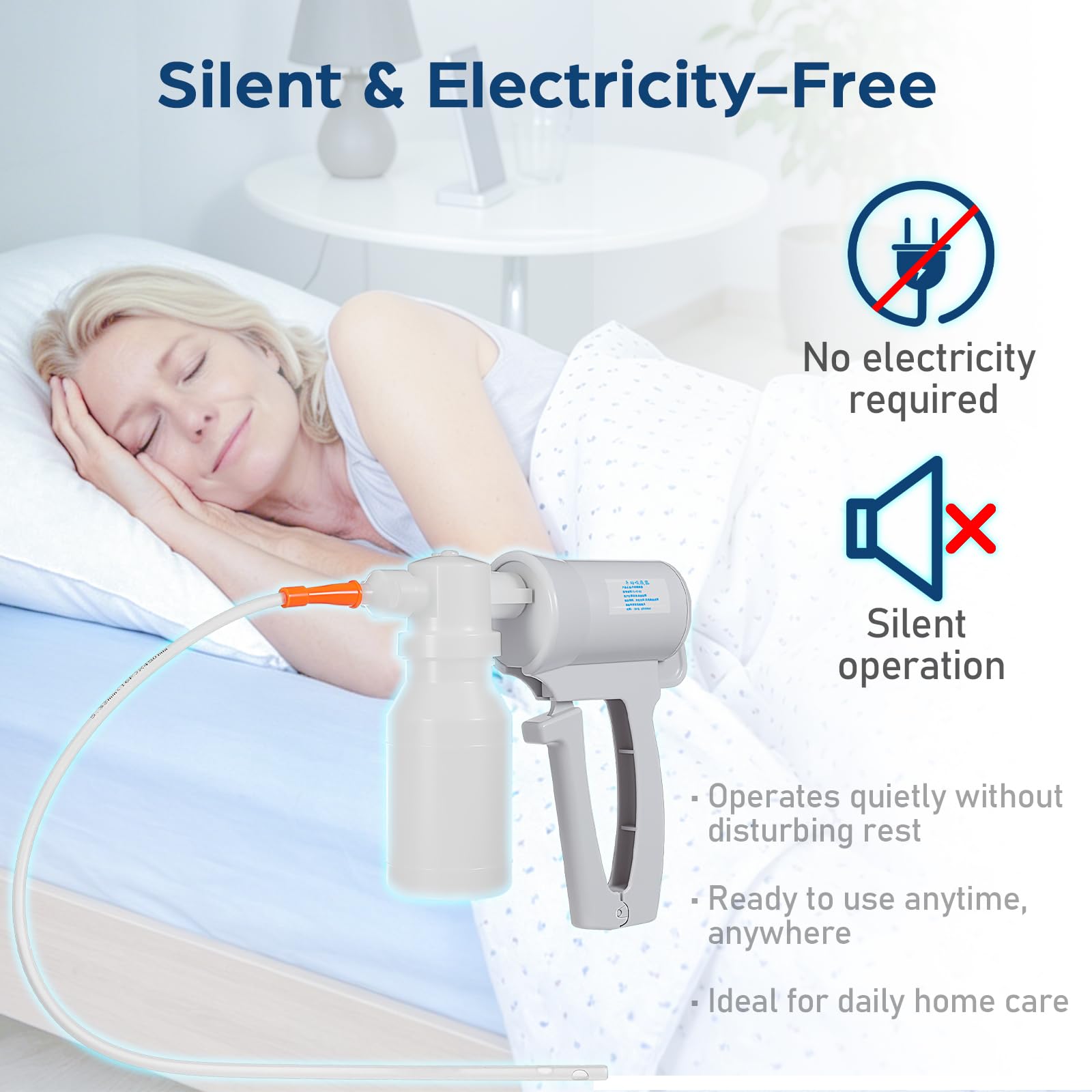 iplusmile Aspirador de esputo de mano, máquina de succión manual de flema, dispositivo de succión de tubo de esputo para el hogar, fácil de usar y transportar