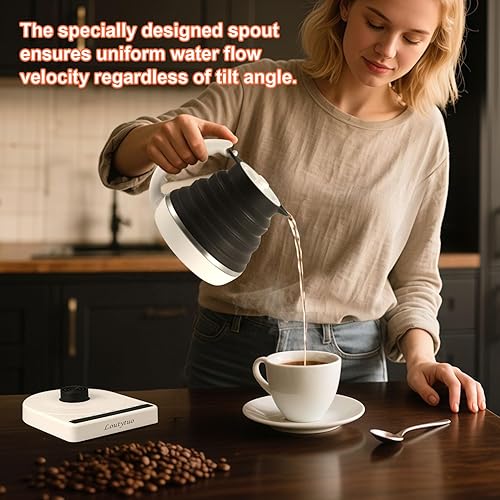 Miniatura 12 de Hervidor eléctrico plegable de silicona de grado alimenticio ultradelgado, control de temperatura variable con bolsa de viaje, doble voltaje, azul