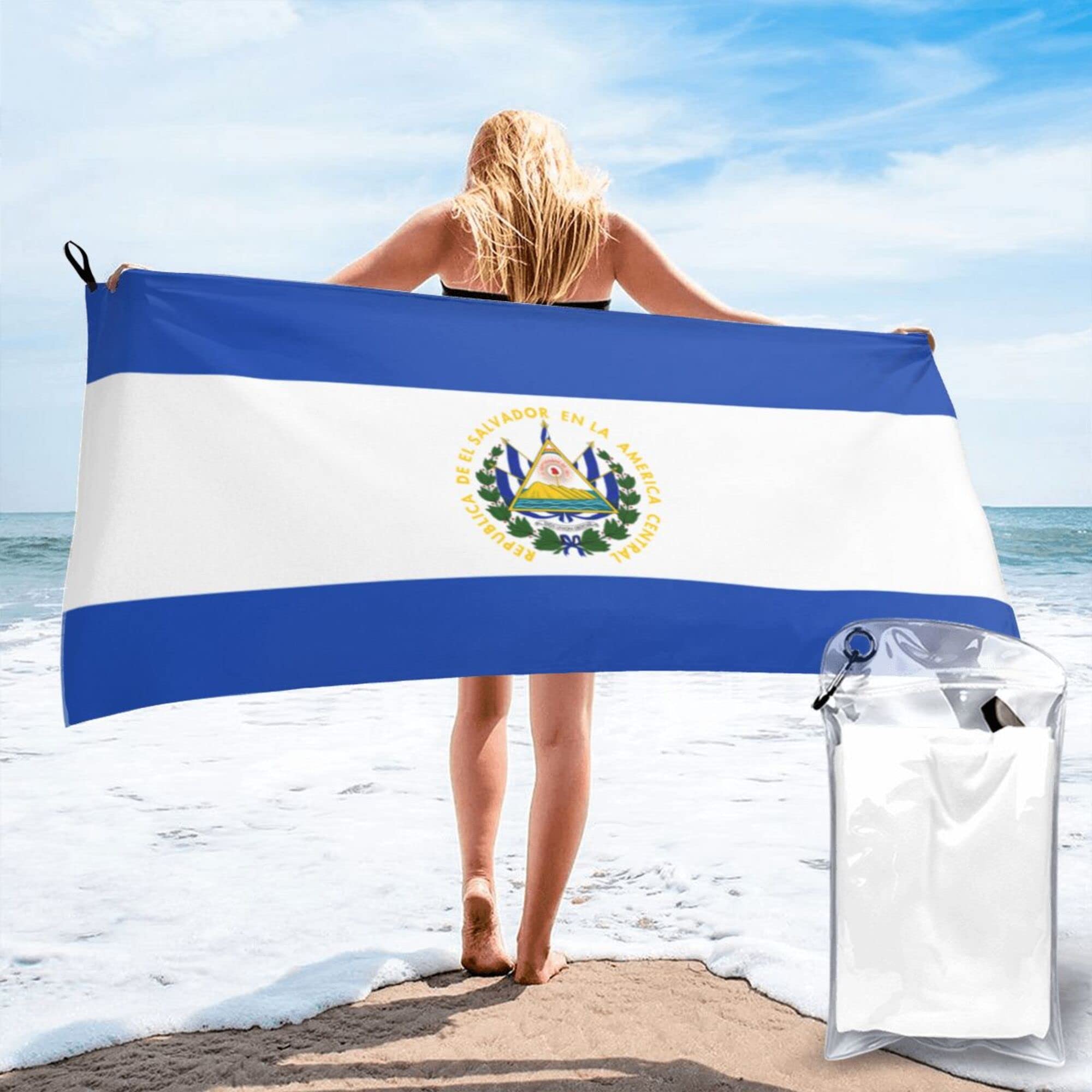 Lsjuee Flag of El Salvador Microfiber Beach Towel-Quick Dry Oversized Towels Blanket for Travel Pool Camping