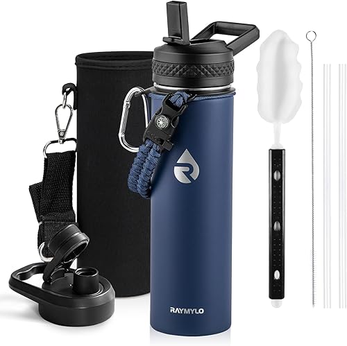 Miniatura 81 de Botella de agua aislada de 24 onzas, de acero inoxidable con triple pared al vacío (fría durante 48 horas, caliente durante 24 horas), a prueba de