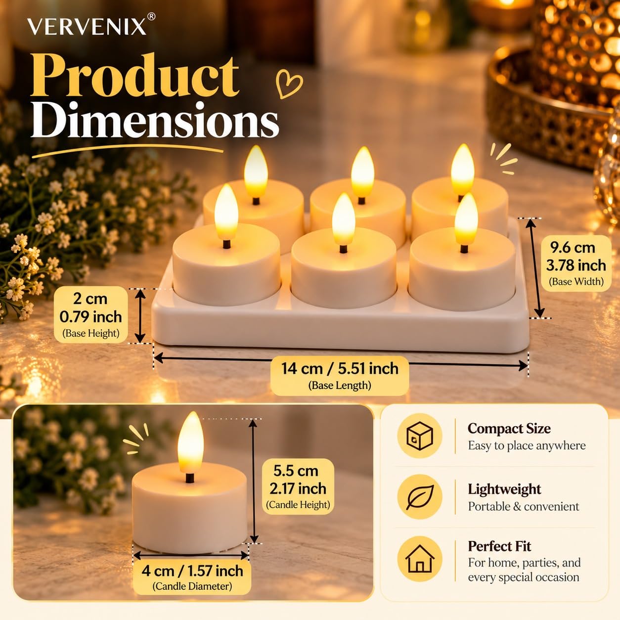 Rechargeable Flameless Tea Lights - Realistic Flickering Glow -2 Rechargeable Flameless Tea Lights - Realistic Flickering Glow -2
