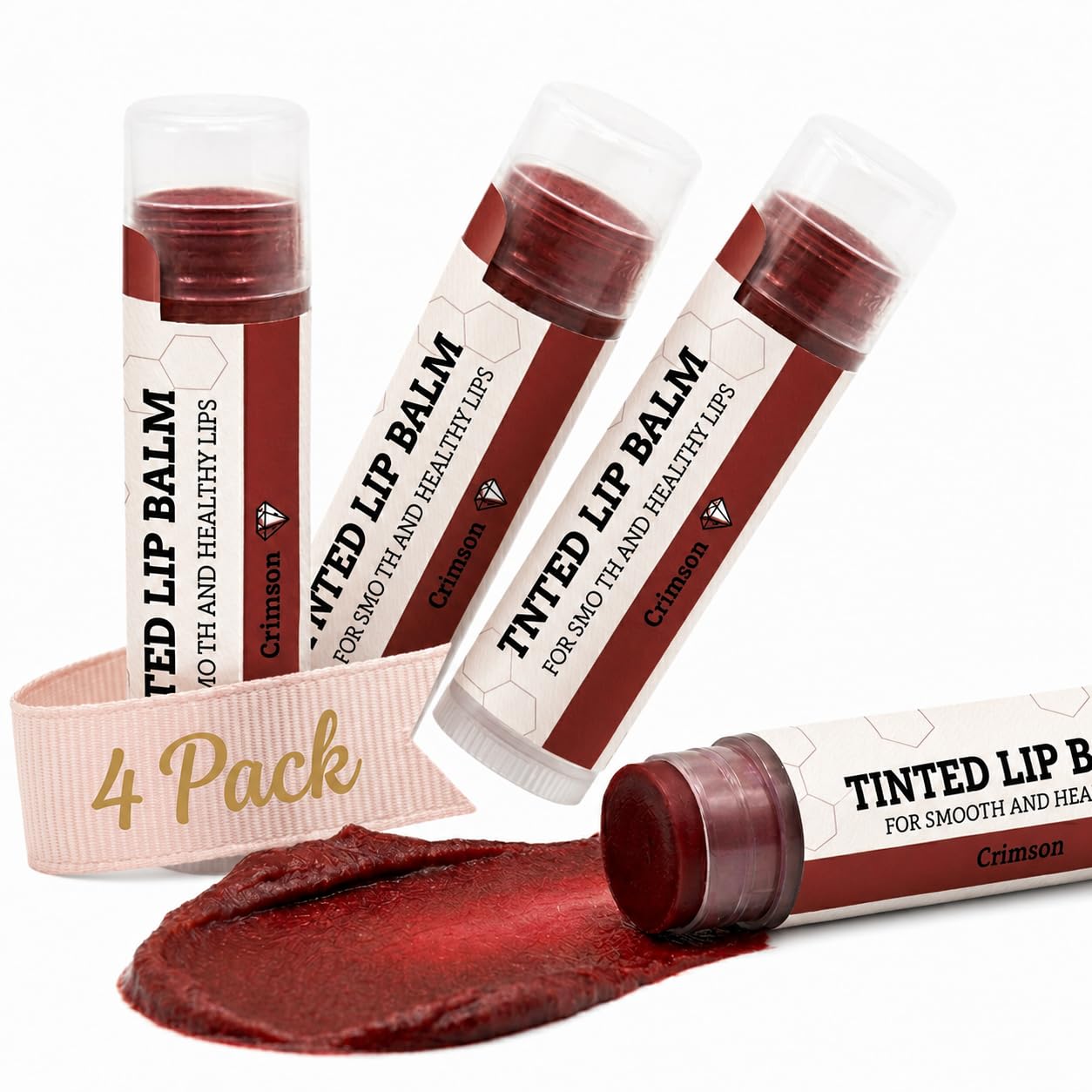 Earth's Daughter Tinted Lip Balm - Moisturizing All Crimson Color 4-Pack