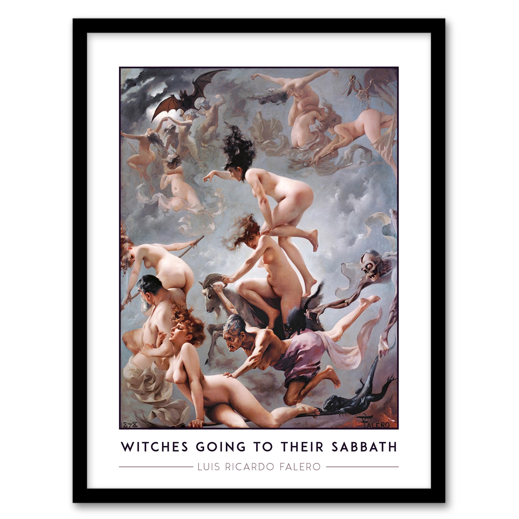 Artery8 Luis Ricardo Falero Witches Going To Their Sabbath Living Room Artwork Framed Wall Art Print A4