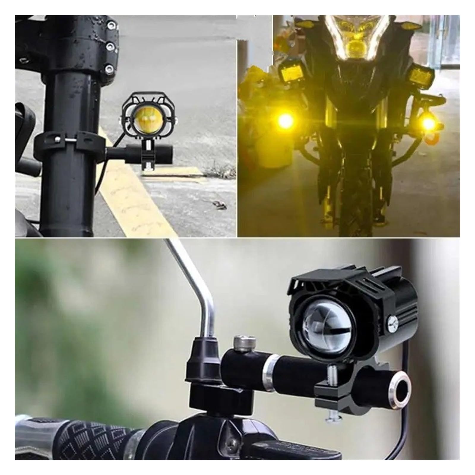 ESPYN Phares Moto Motos Phare Conduite Antibrouillard Blanc Jaune Moto Scooter LED Projecteur Auxiliaire 12V-60V