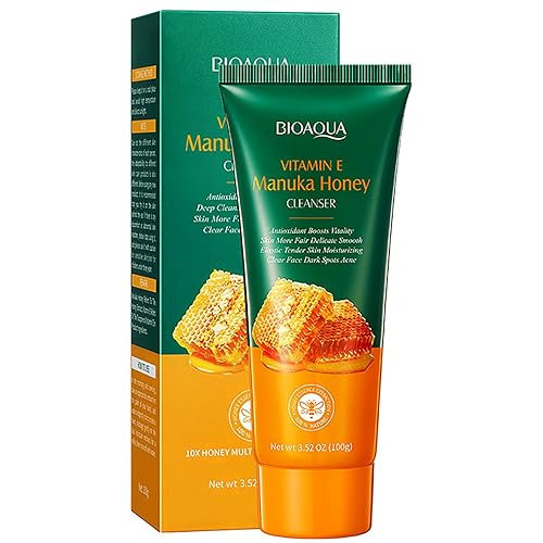 BIOAQUA Limpiador facial de miel de Manuka Vitamina E Espuma de limpieza profunda Reparación de la piel de la cara Suavizar Hidratante Hidratante