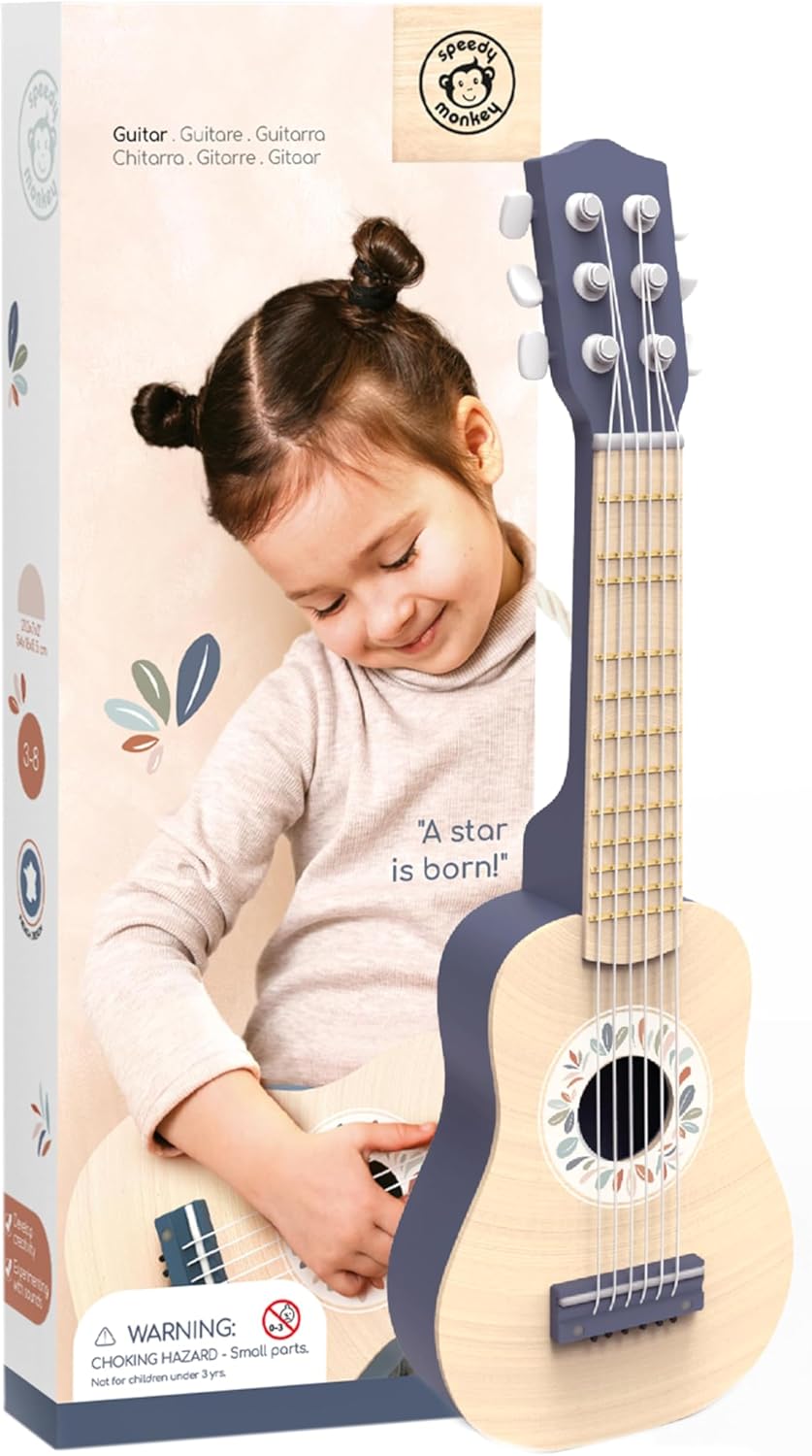 SPEEDY MONKEY Kids Guitar – Sturdy 6-String Nylon Toy Guitar, Safe & Injury-Resistant Coating, Portable Design for Early Learning & Musical Development, Ideal for Kids Ages 3+