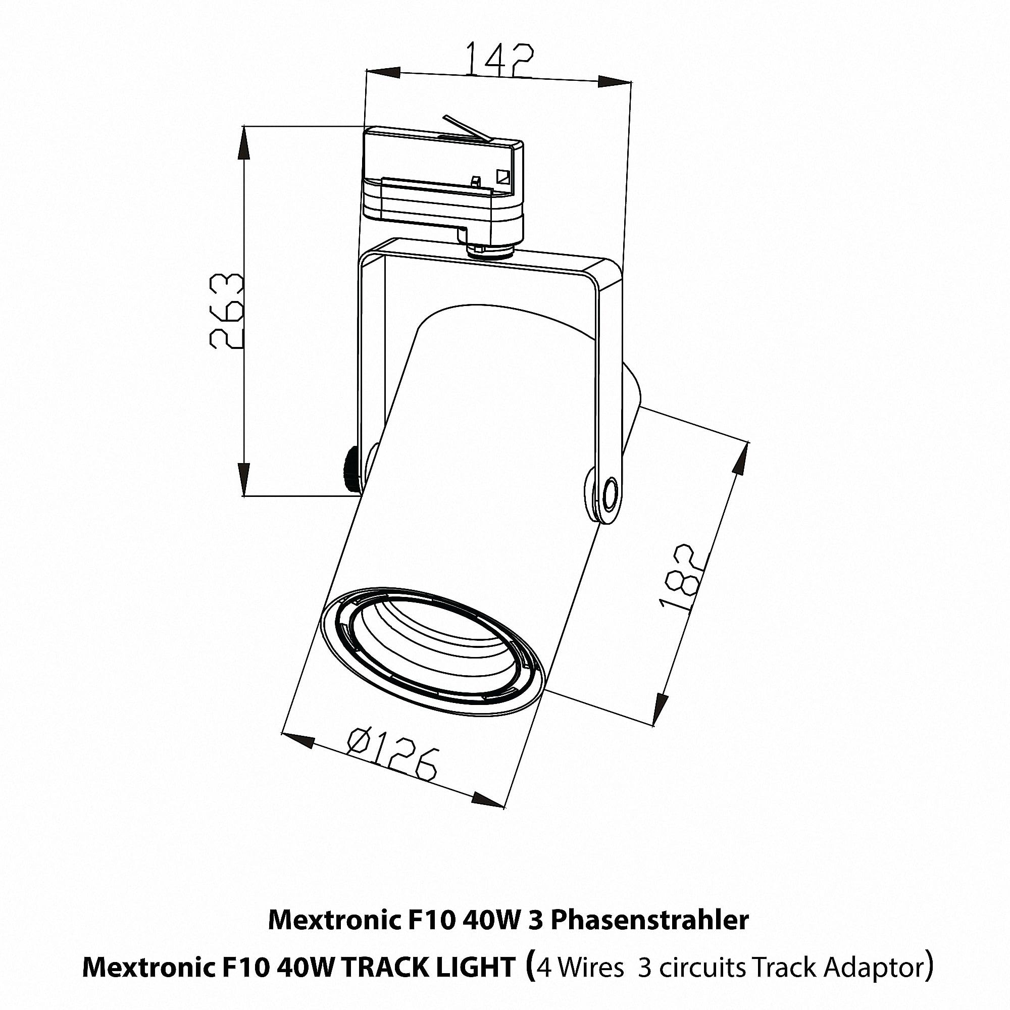 Mextronic 3-Phasen-LED-Strahler 40W F10B-D45 Warmweiss für Schienensystem