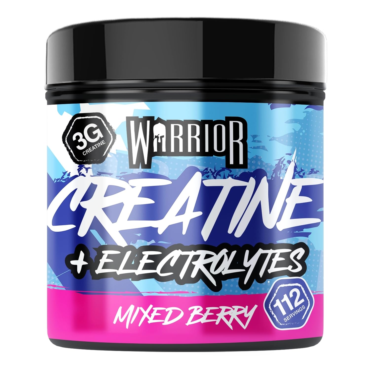 Warrior Creatina Monoidrata + Elettroliti Polvere 360 g, 80 Porzioni – Creatina in Polvere con Sali Minerali, Intra Workout per Massa, Idratazione e Sport, Senza Zucchero – Mix di Frutti di Bosco