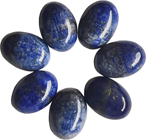 Bacatgem 7 cuentas ovaladas de lapislázuli con parte trasera plana, piedras preciosas de cristal para hacer joyas, bricolaje, 0.71 x 0.51 pulgadas
