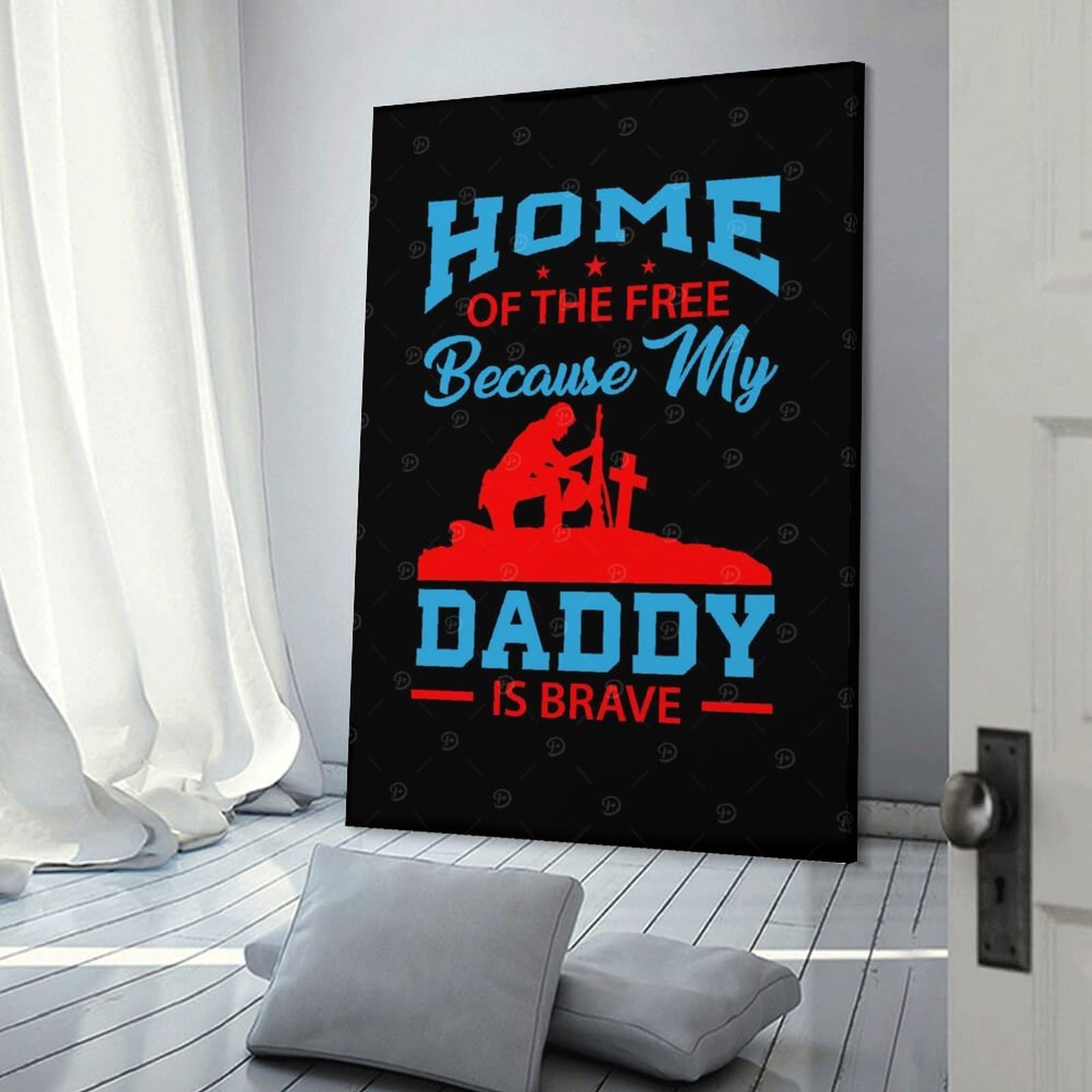 Junmoney Home of The Free Daddy Canvas Wall Decor, 24x36inch(60x90cm), for Gallery Wall Decor And Room Displays, Wall Decor Suited to Curated Displays