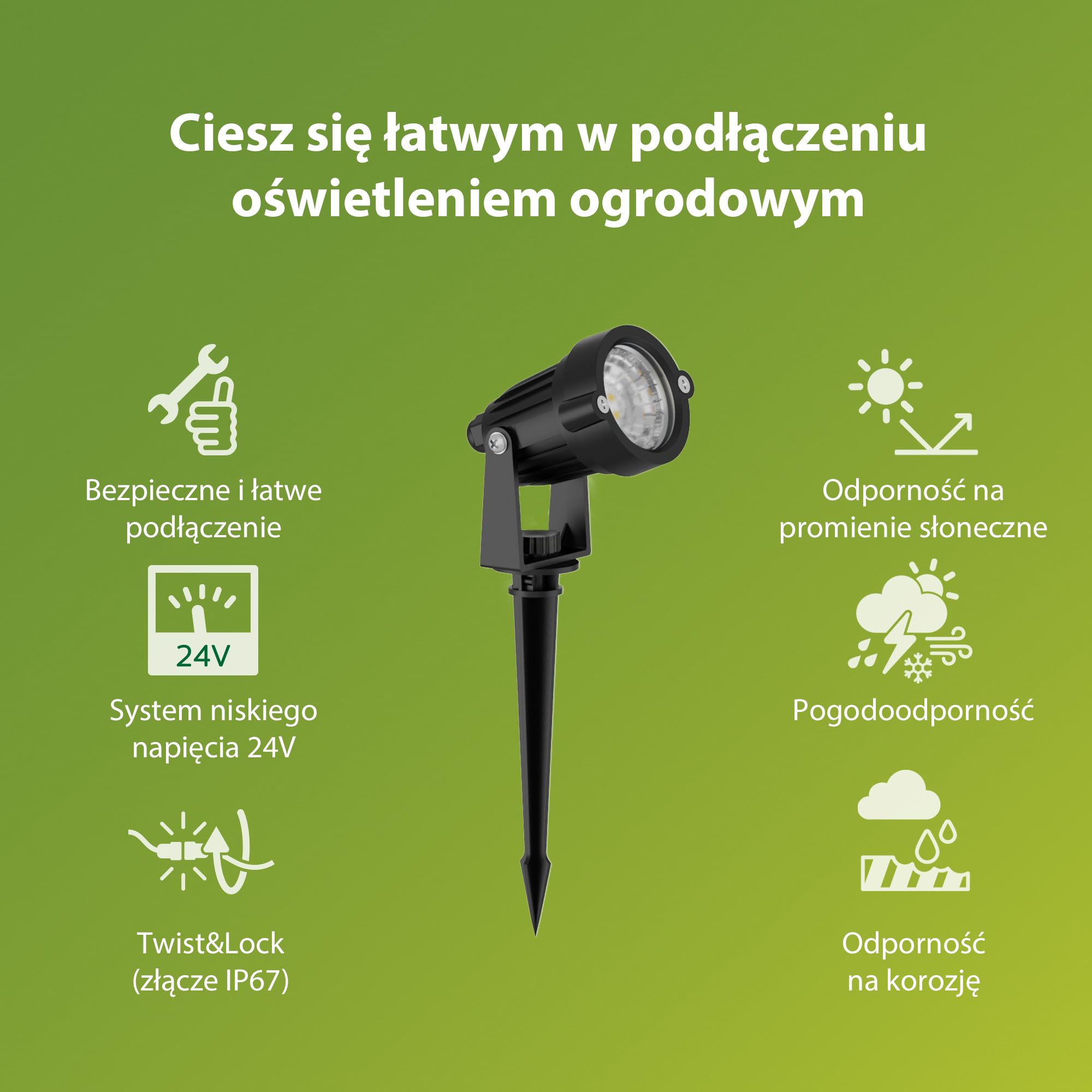 Philips Zestaw Niskonapięciowych Lamp Zewnętrznych Philips Caper Gardenlink, 3 x 1.5W, Czarny, 24V, Wodoodporność Ip67