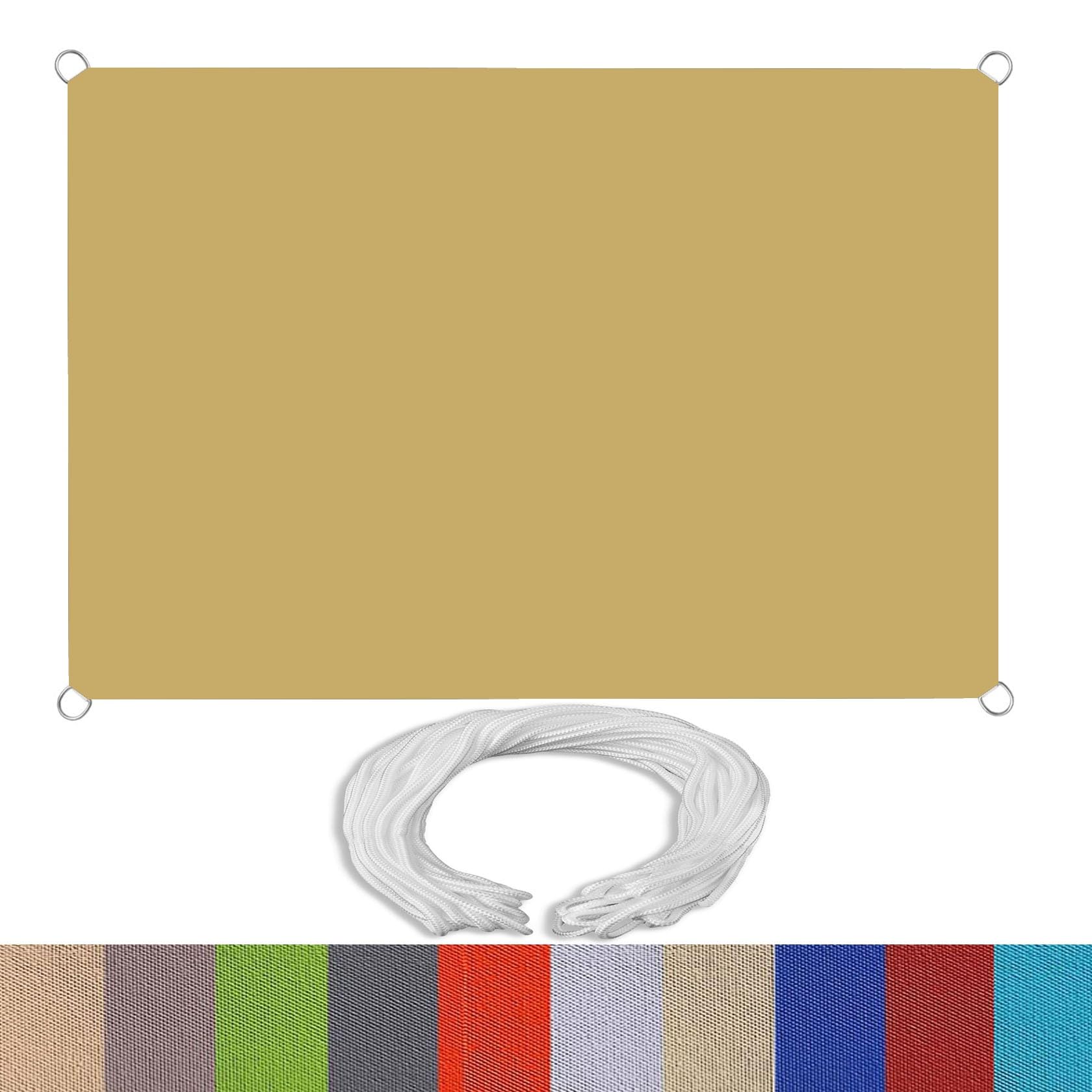 Voile d'ombrage imperméable 98% anti-UV en polyester robuste 2x3,5m