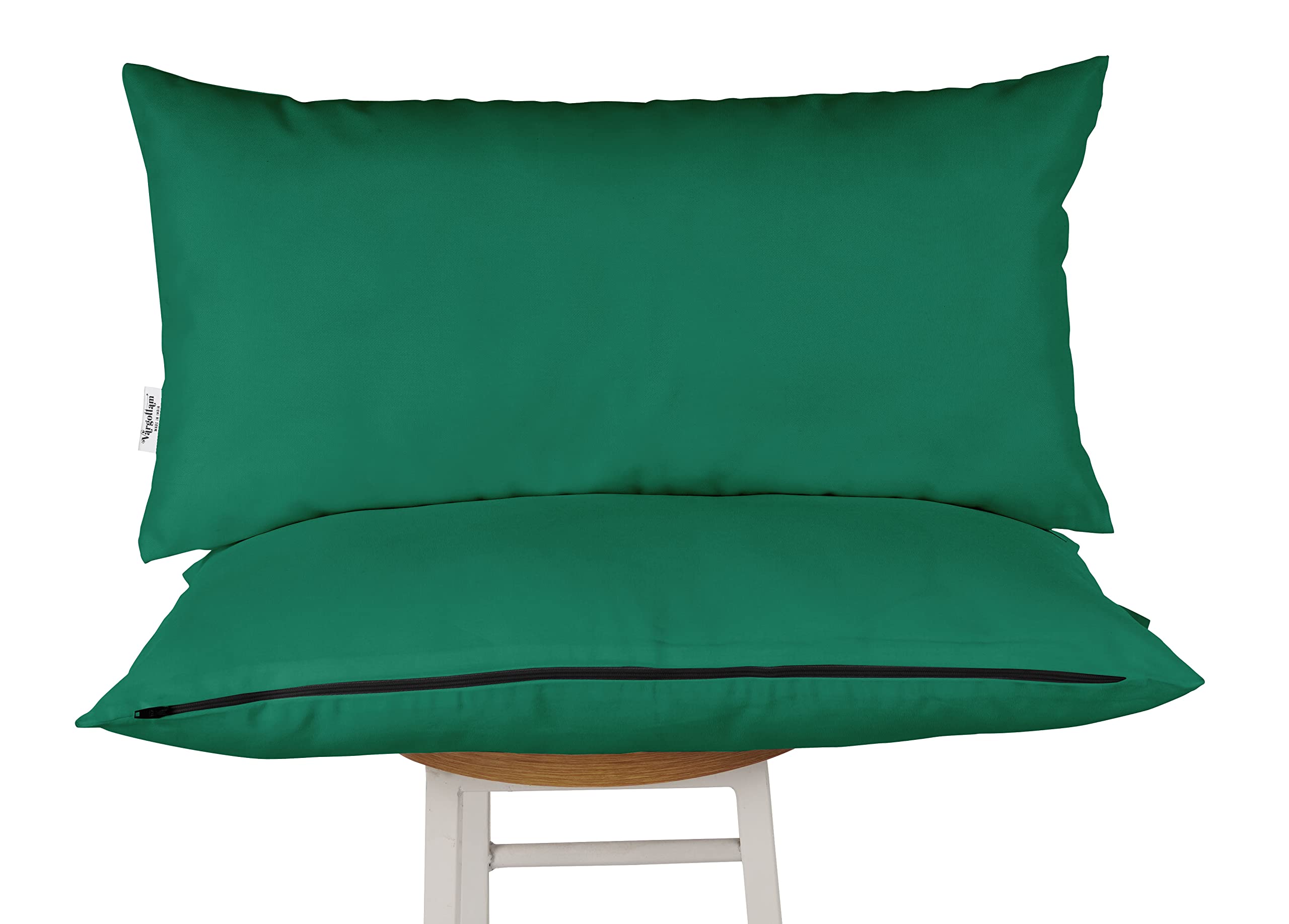Vargottam Indoor/Outdoor Polyester Fabric Lumbar Pillow With Insert, All-Weather Waterproof Decorative Throw Pillow for Patio Furniture- 12" x 18" Set of 2 - Green