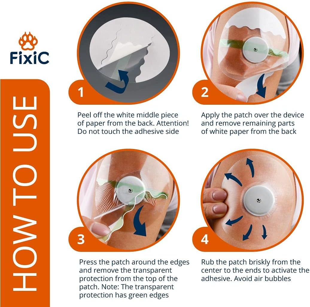 Fixic Adhesive Patches 25 Pack 3 1/2" – Good for Libre – Enlite – Guardian – Best Adhesive Patches – Round – Pre-Cut – Without Hole – Best Fixation! (Transparent) : Health & Household