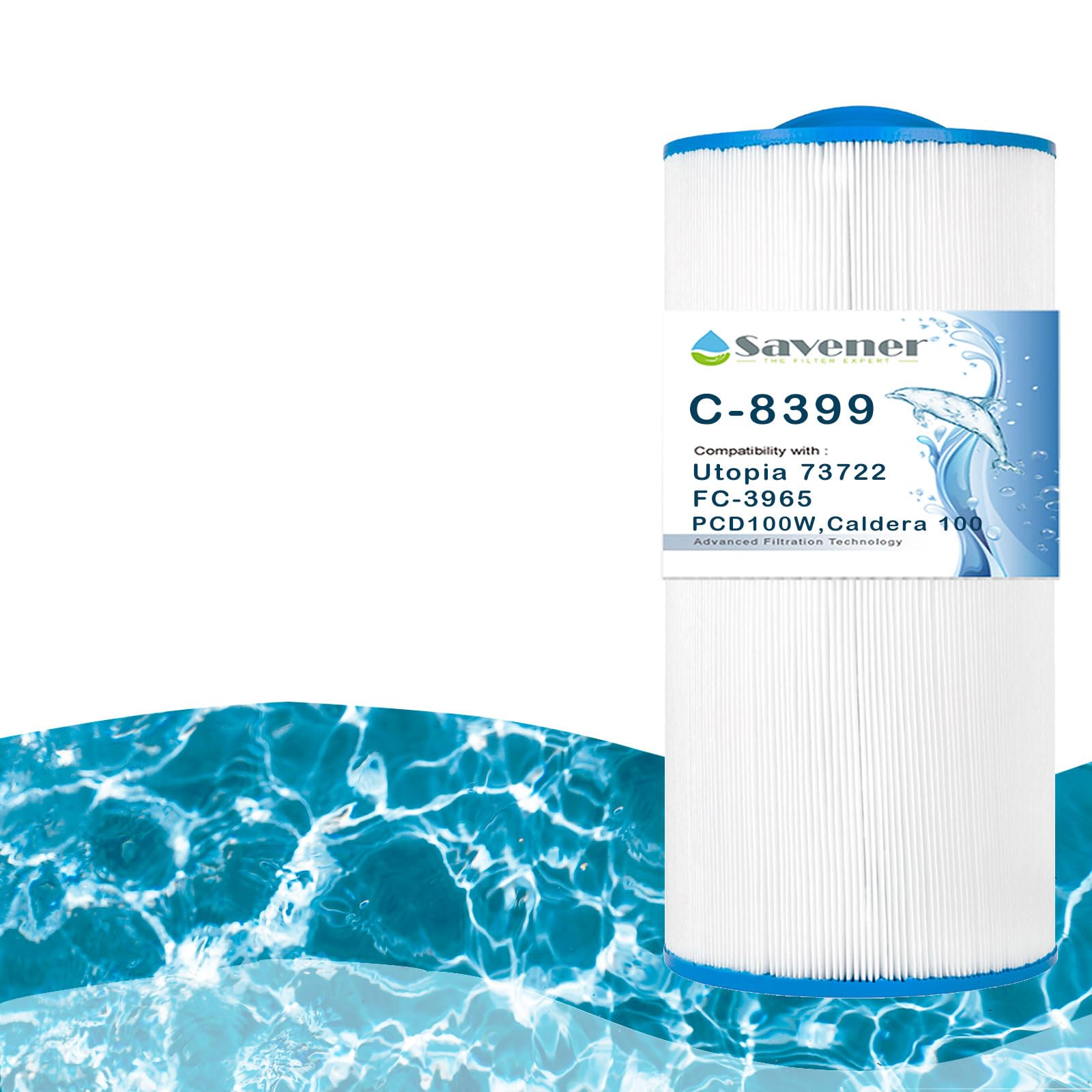 C-8399 Spa Filter Cartridge Replacement for Caldera Utopia 73722,1039607, C-8399, PCD100W, FC-3965, 81004, 100 sq.ft, 1 Pack