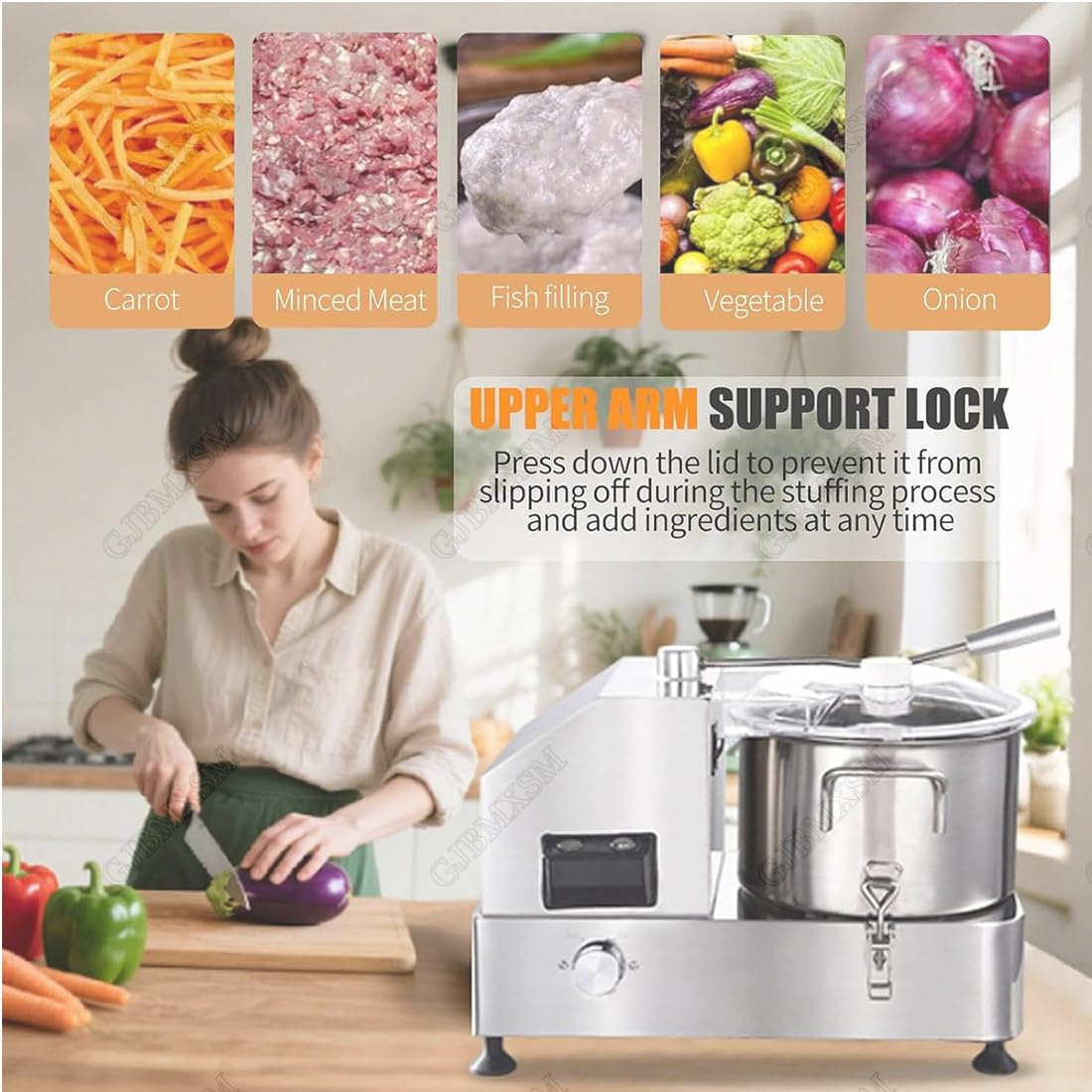 Procesador de alimentos y picador de verduras, picador de alimentos de acero inoxidable de 15 L con cuchillas en forma de S para picar verduras, frutas, granos, frutos secos