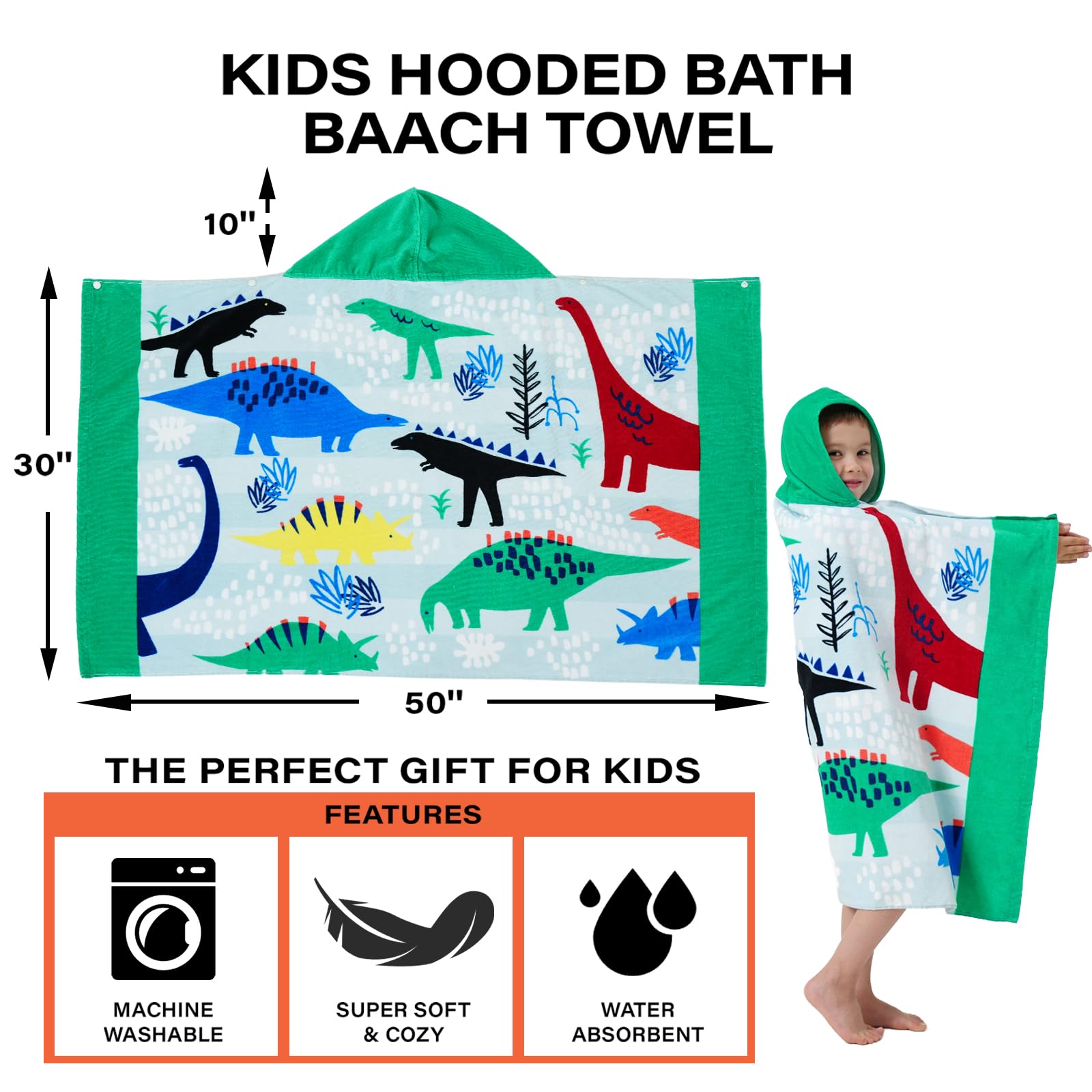 Kinder-Badetücher, Kinder-Handtuch, Mädchen, Jungen, mit Kapuze, Strand, Badezimmer, Pool, Badetücher, 76,2 x 127,7 cm, groß, ultra-saugfähig, niedliches Cartoon-Tier, volle Vitalität, 100 %