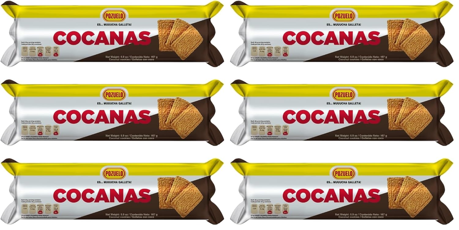 Pozuelo Cocanas Cookies | Coconut Cookies | Fresh & Crunchy | Great Dessert | 5.89 Oz (Pack of 6)