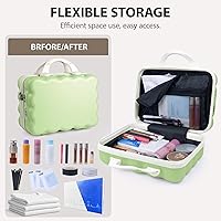 Vista 7 de Estuche de viaje de maquillaje rígido portátil de 14", Verde+blanco