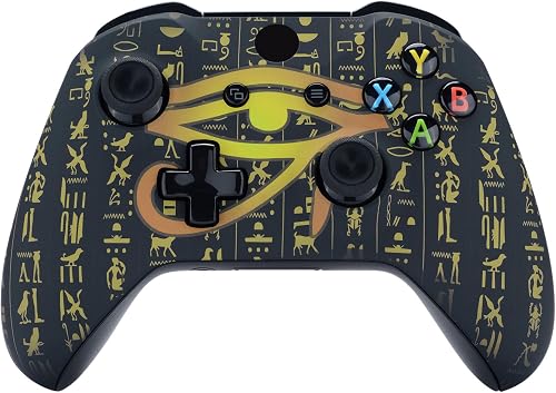eXtremeRate Eye of Providence Origins Faceplate Cover, Soft Touch Front Housing Shell Case, Comfortable Soft Grip Replacement Kit for Xbox One S & Xbox One X Controller - Controller NOT Included