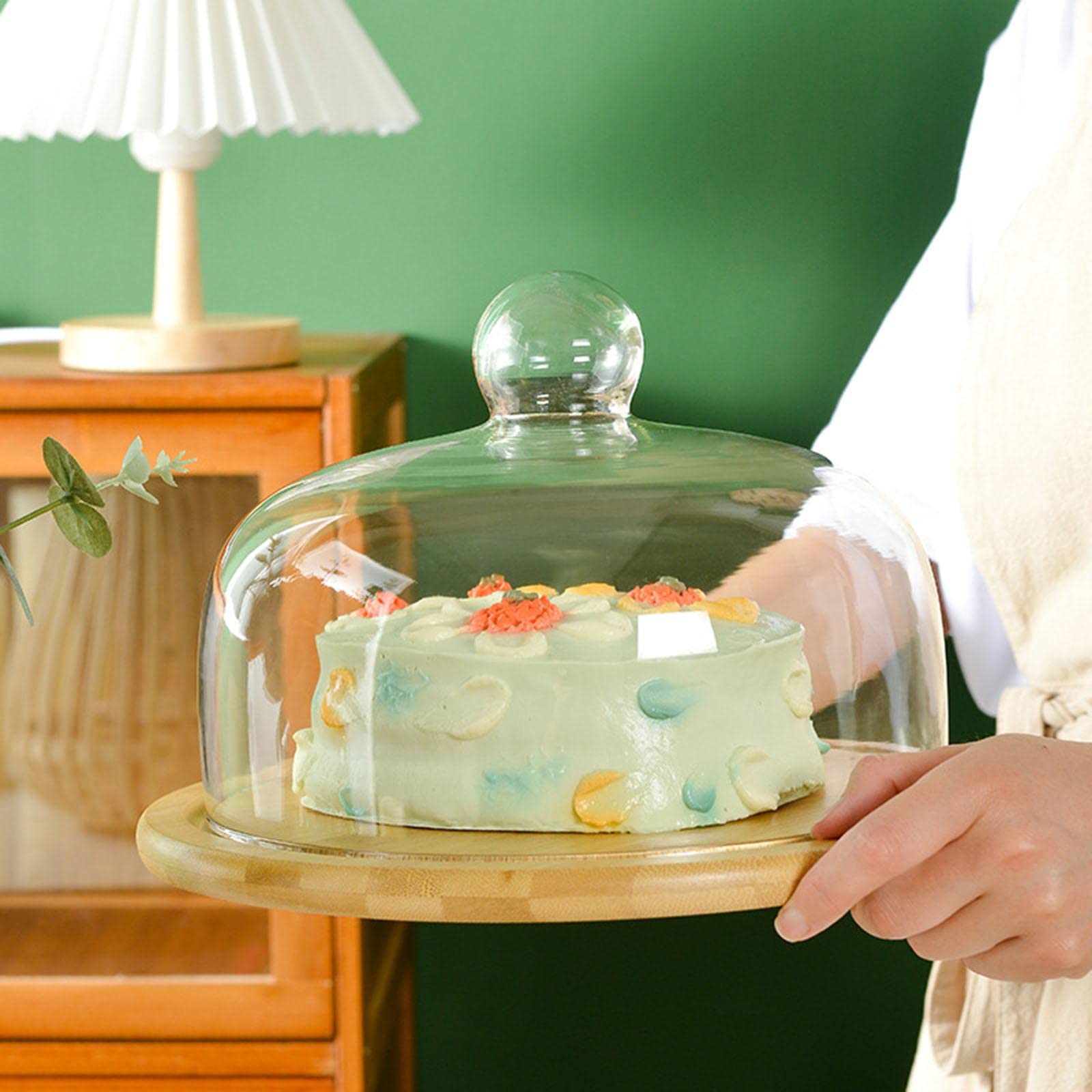 Soporte para tartas con cúpula y base giratoria para servir ensaladas, 235 x 165 mm