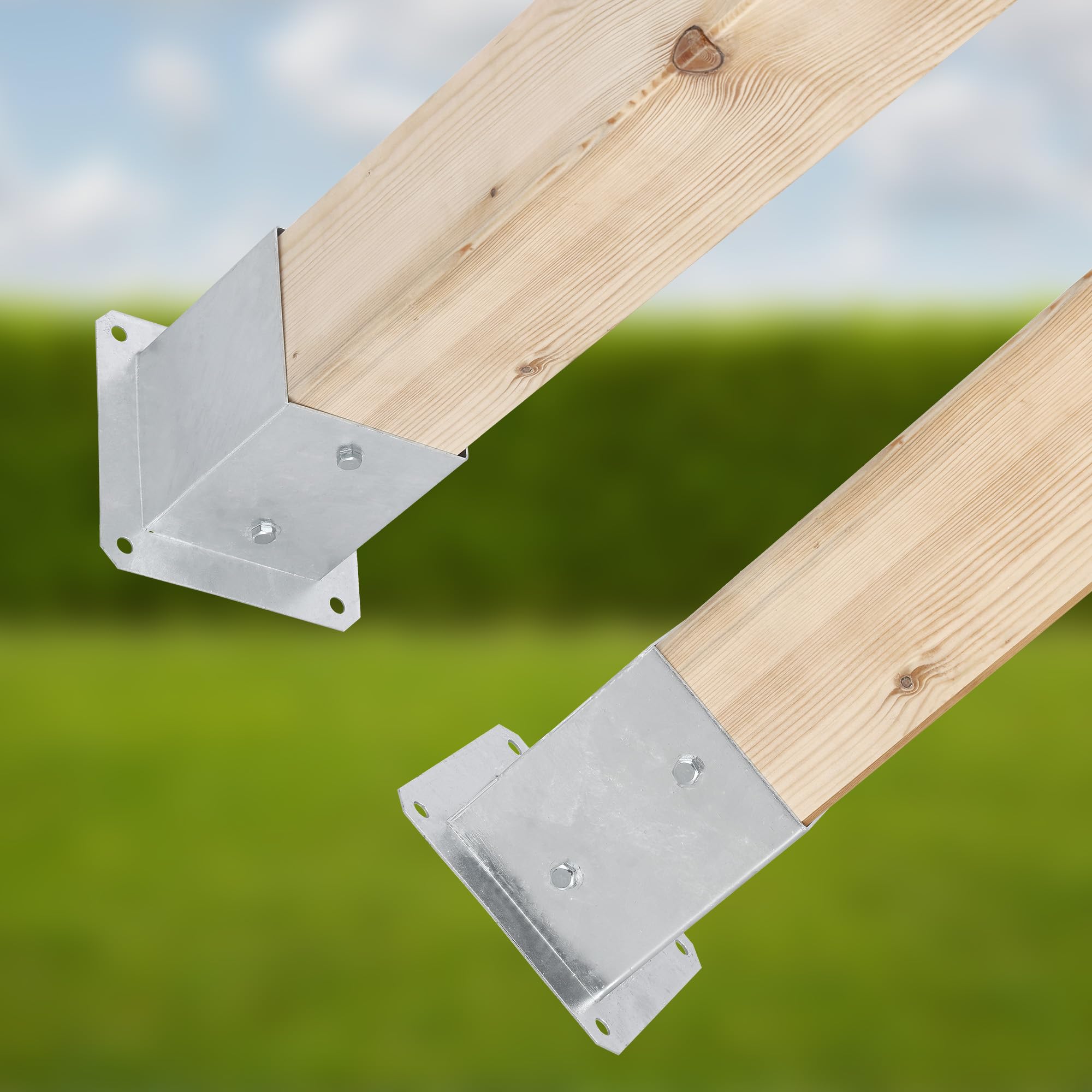 KOTARBAU® Set 2 Pezzi Fissaggio Pali Legno - Supporto per Pali in Legno Acciaio Zincato 70 x 70 mm Staffa Travi
