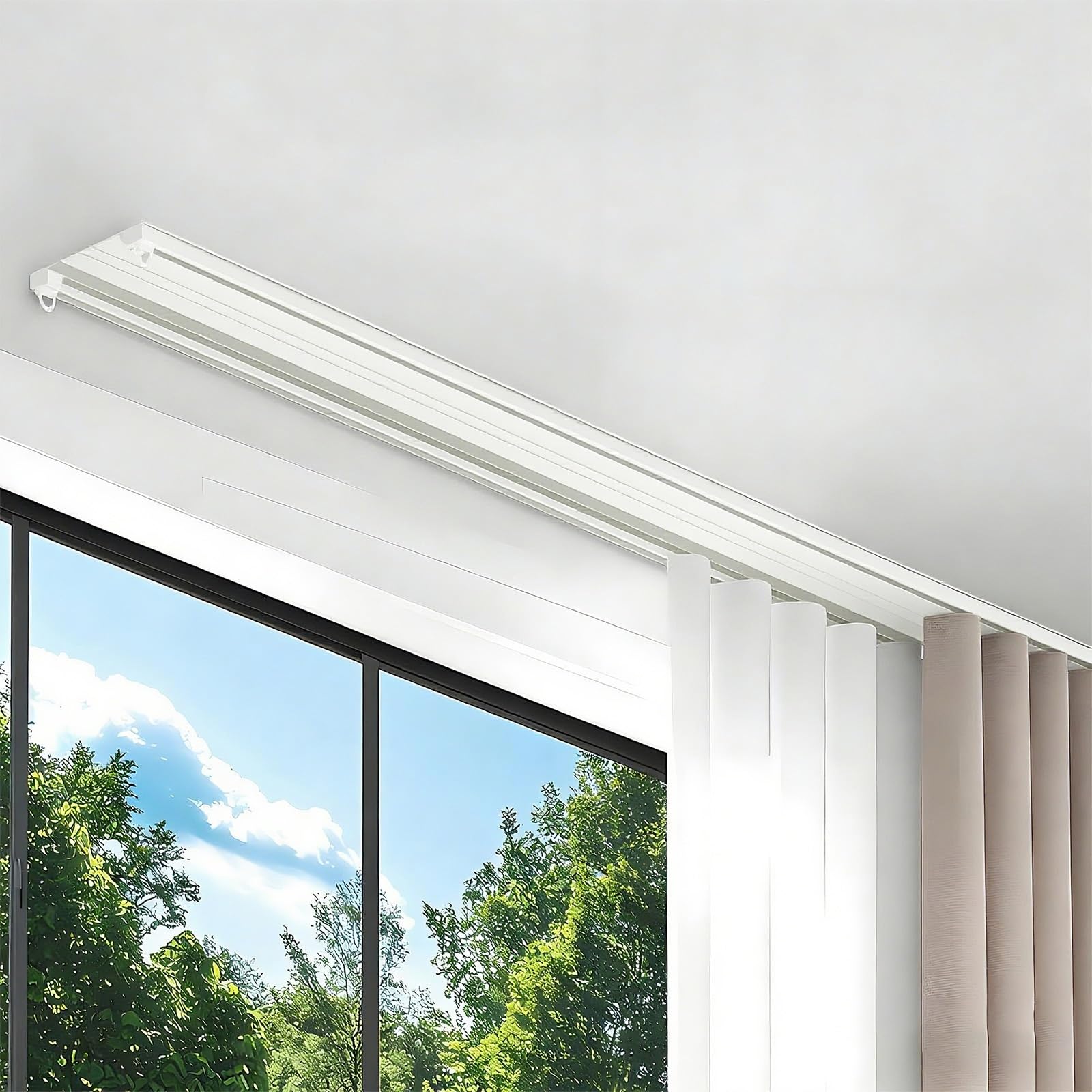 Double rail de plafond ultra fin en aluminium blanc 2,8 m