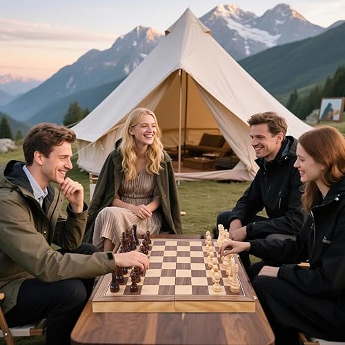 Miniatura 7 de Juego de ajedrez Staunton de 15 pulgadas con estuche de viaje, tablero de madera de torneo profesional, 2 reinas adicionales y bolsa de