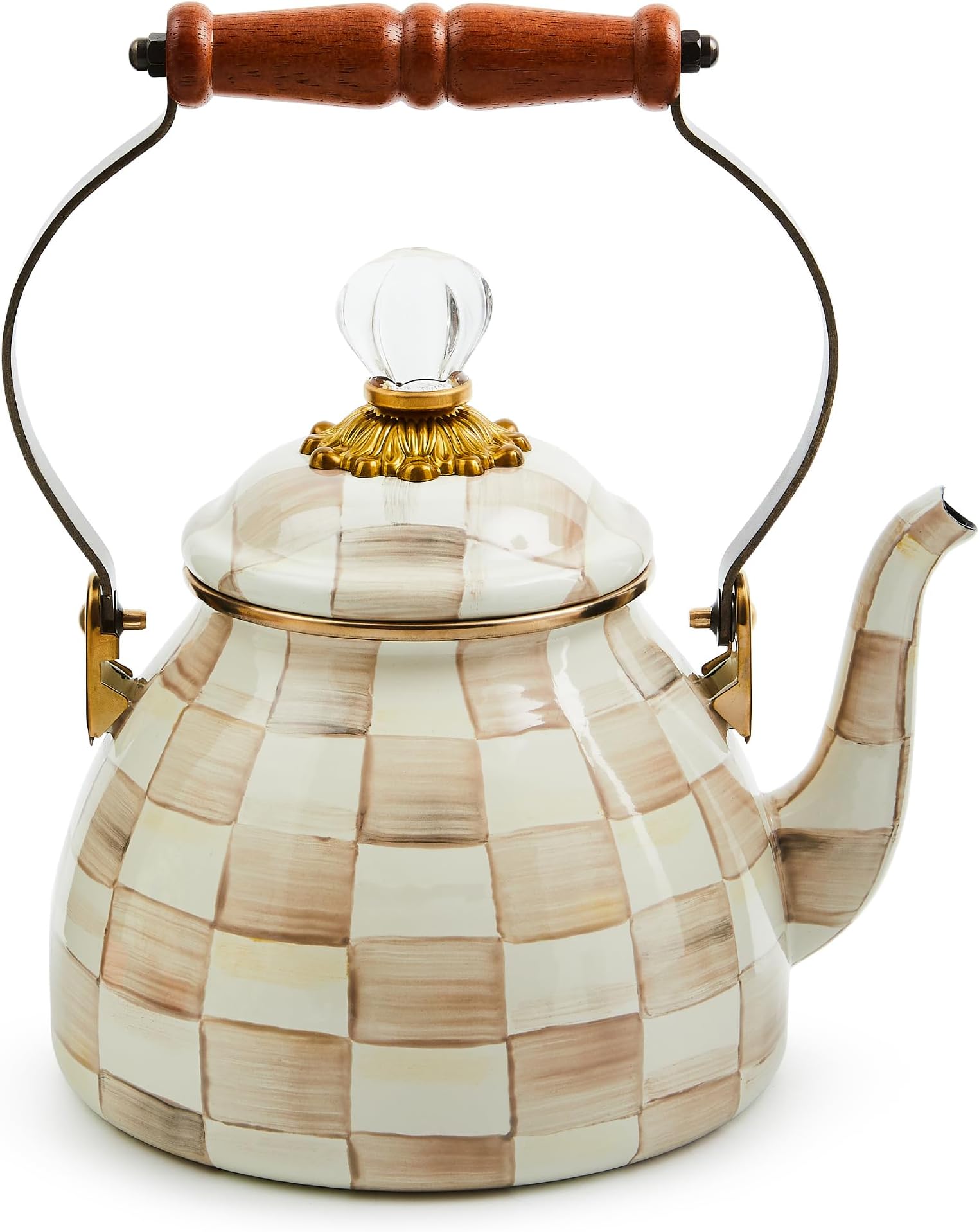 MACKENZIE-CHILDS Mocha Check 2-Quart Tea Kettle