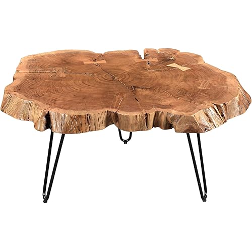 Whi Solid Wood Live Edge Coffee TABLE, NATURAL