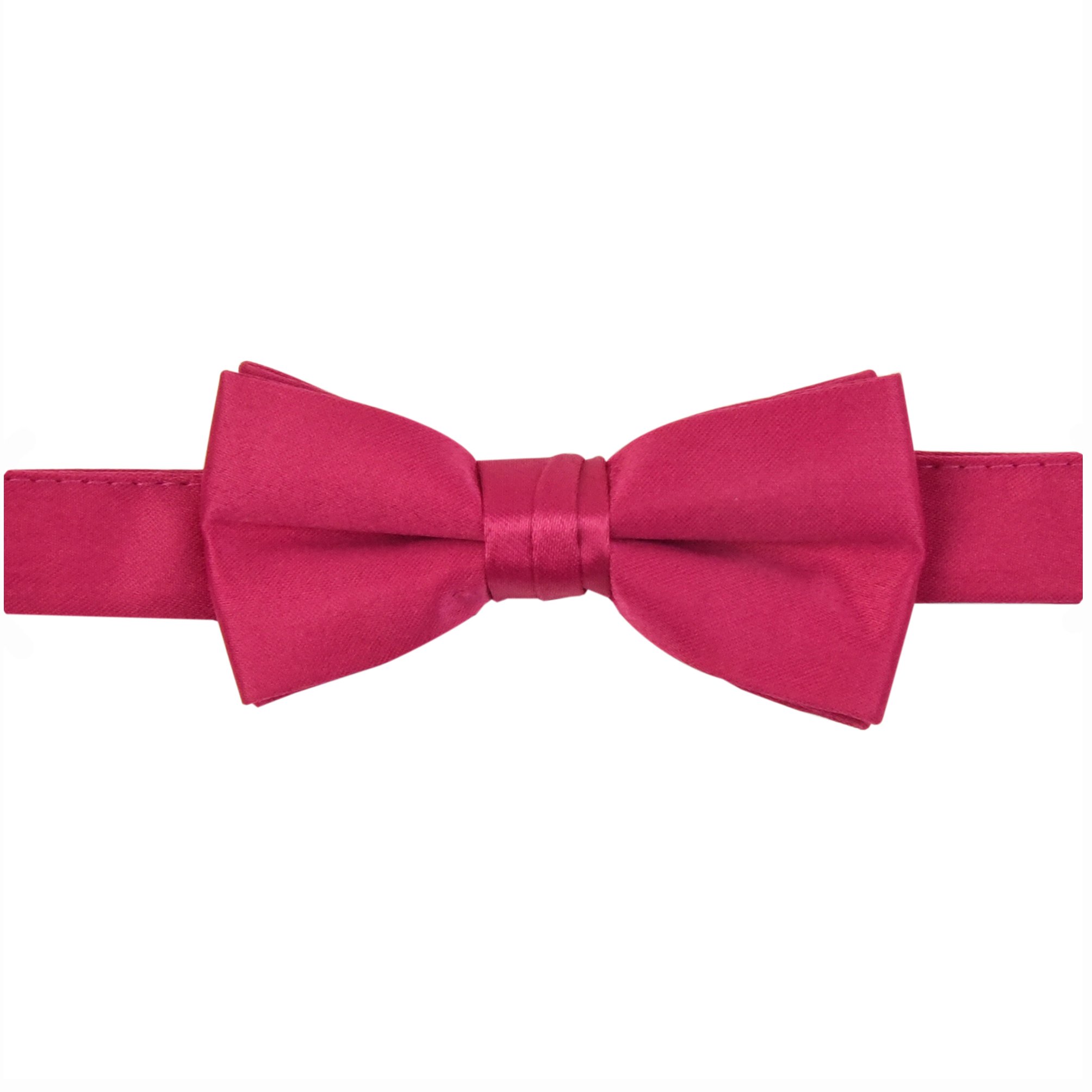 HOLD'EM Bow Tie For Boys and Baby Satin look Solid Color Adjustable Pre-tied - Kids Fuchsia Pink