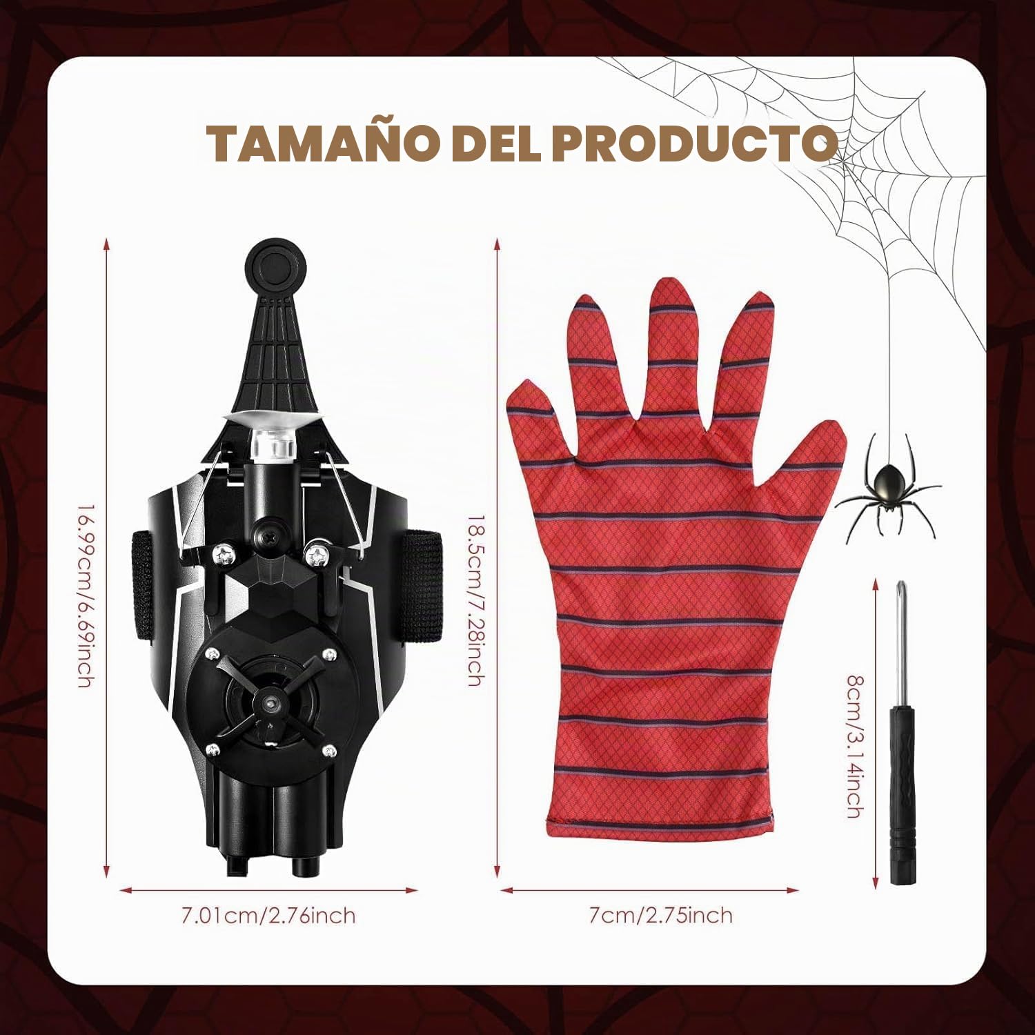 Towwoo Tirador de Telarañas, Lanzador de Araña Negra, Spiderman Toy Brazales Eléctricos Web Shooter Launcher, Spider Man Web Shooters Cosplay Decorativo, Lanza Telarañas Spiderman