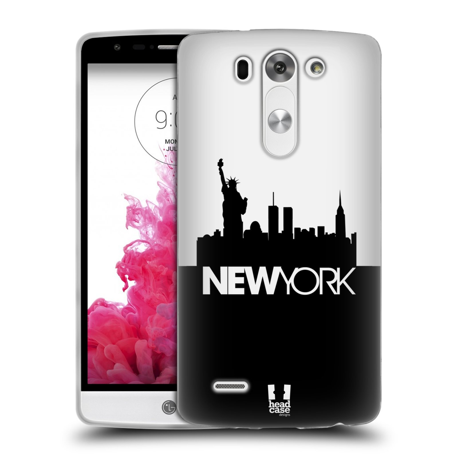 Head Case Designs New York Black and White Skyline Soft Gel Back Case Cover for LG G3 Beat D722K S D722 Vigor D725