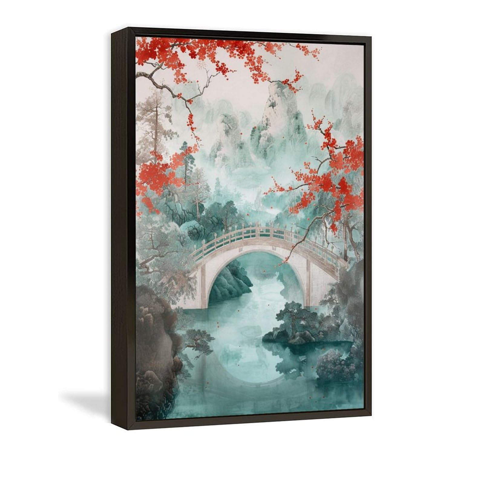 新品 ガラス壁掛け アートパネル ポスター アートフレーム 自然風景 橋