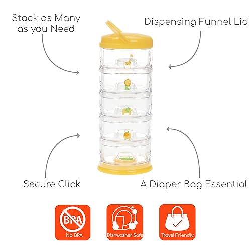 Miniatura 9 de Innobaby Packin' Smart - Sistema de almacenamiento apilable y portátil para fórmula, aperitivos para bebés y más. 5 tazas apilables en sorbete de