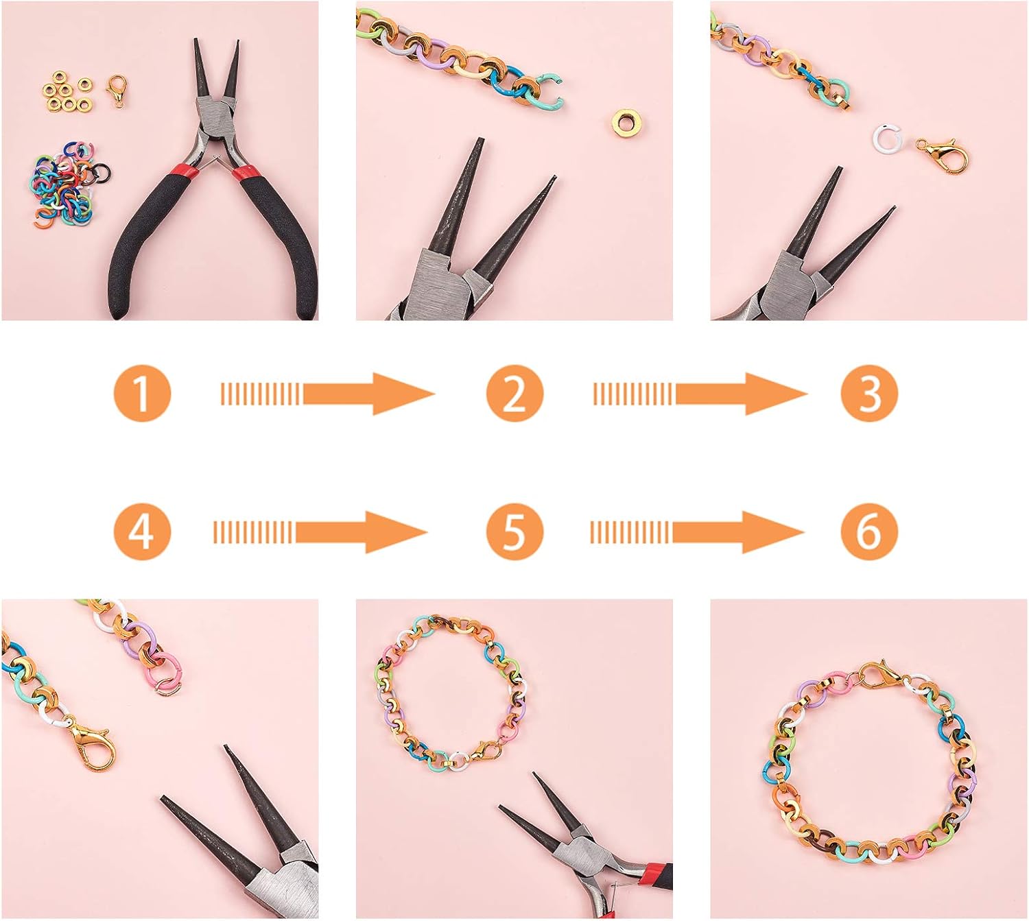 PH PandaHall Colored Jump Rings, 160pcs 16 Colors Iron Open Jump Rings 8mm O Ring Connectors Jewelry DIY Findings for Keychain Choker Earring Necklaces Bracelet Making, 18 Guage - Image 3